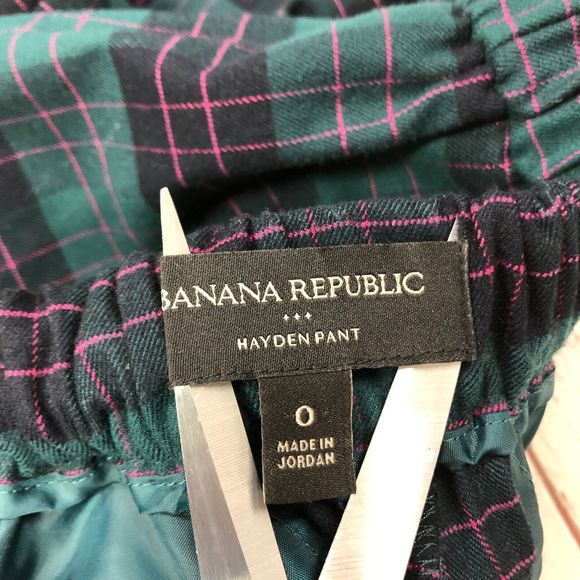 Banana Republic Women Pull On Hayden Pants Size 0 Green Plaid M118 -7 - Picture 8 of 15